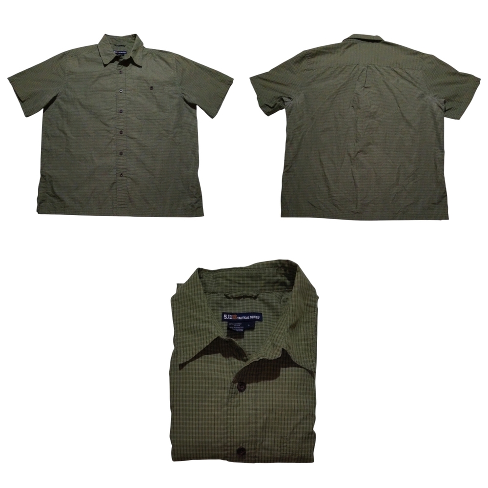 5.11 Tactical Conceal Carry Mens L Snap Shirt Olive Green Short Sleeve EUC.